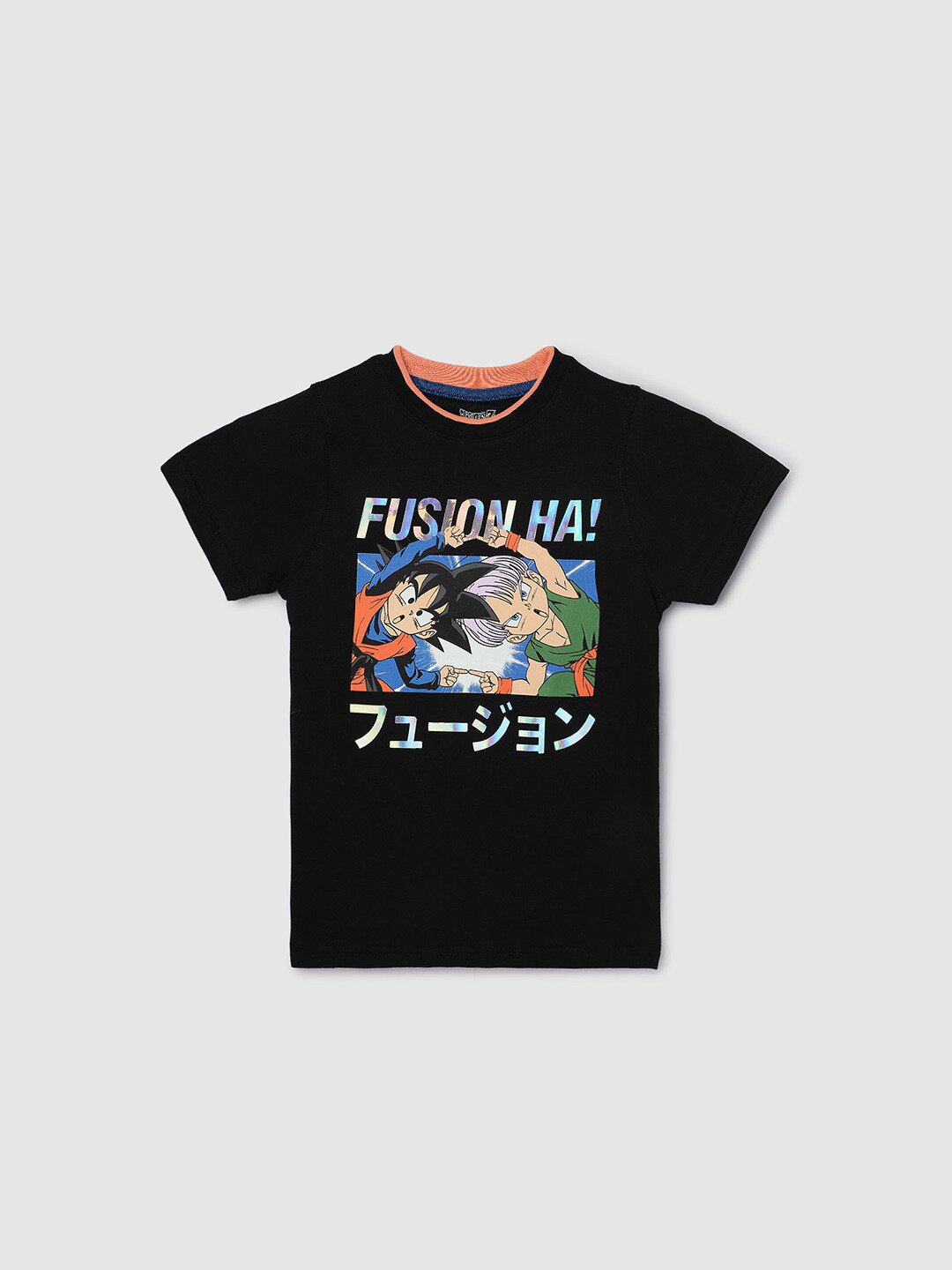 

max Boys Goku And Gohan Printed Round Neck Cotton Casual T-shirt, Black