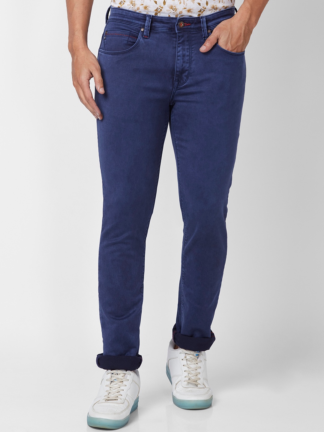 

Raymond Men Slim-Fit Mid-Rise Clean Look Stretchable Jeans, Blue