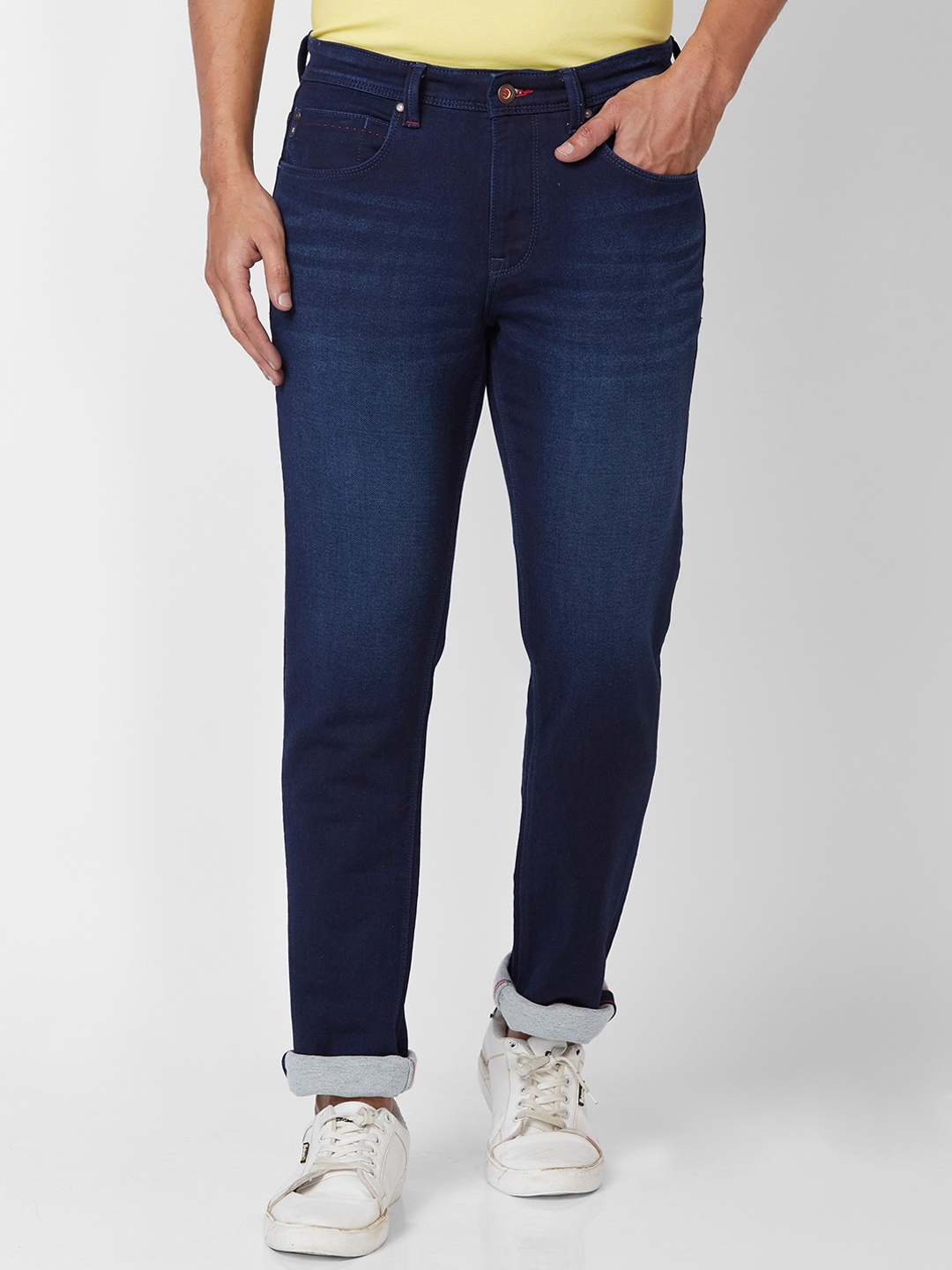 

Raymond Men Slim Fit Light Fade Stretchable Jeans, Blue