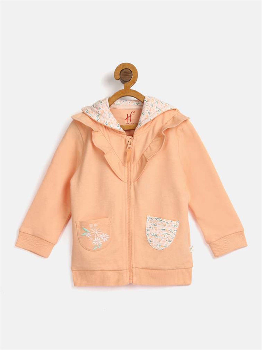 

H By Hamleys Infant Girls Hooded Front-Open Sweatshirt, Peach