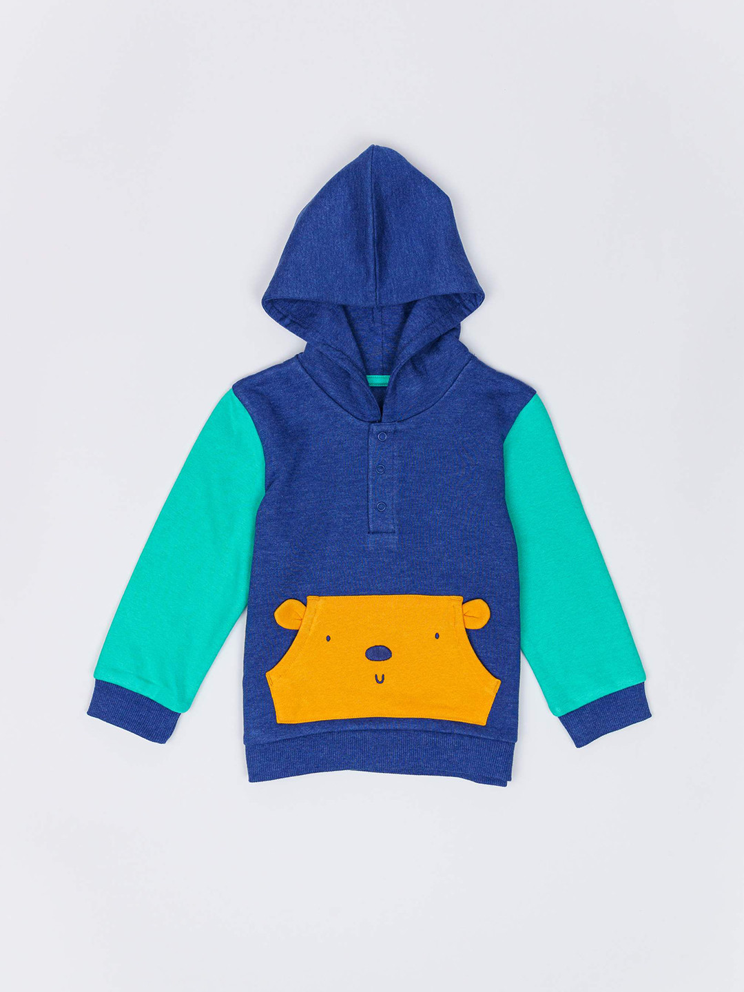

H By Hamleys Infant Boys Colourblocked Hooded Pullover Sweatshirt, Blue