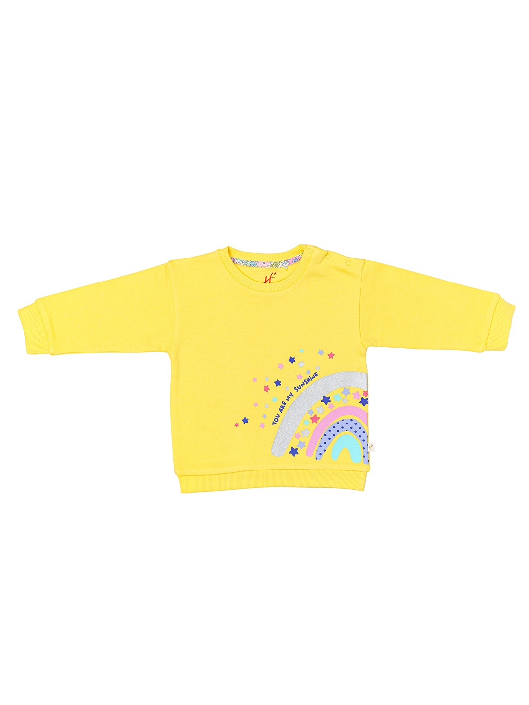 

H By Hamleys Girls Graphic Printed Ribbed Pullover Sweatshirt, Yellow