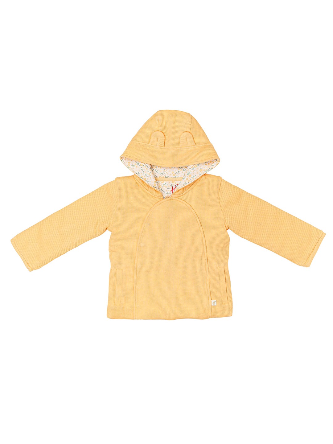 

H By Hamleys Infant Girls Textured Self Design Hooded Front-Open Sweatshirt, Yellow