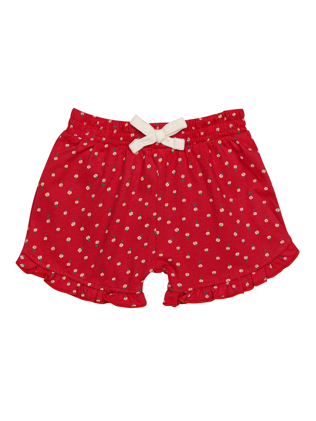 

H By Hamleys Girls Floral Printed Mid Rise Pure Cotton Shorts, Red