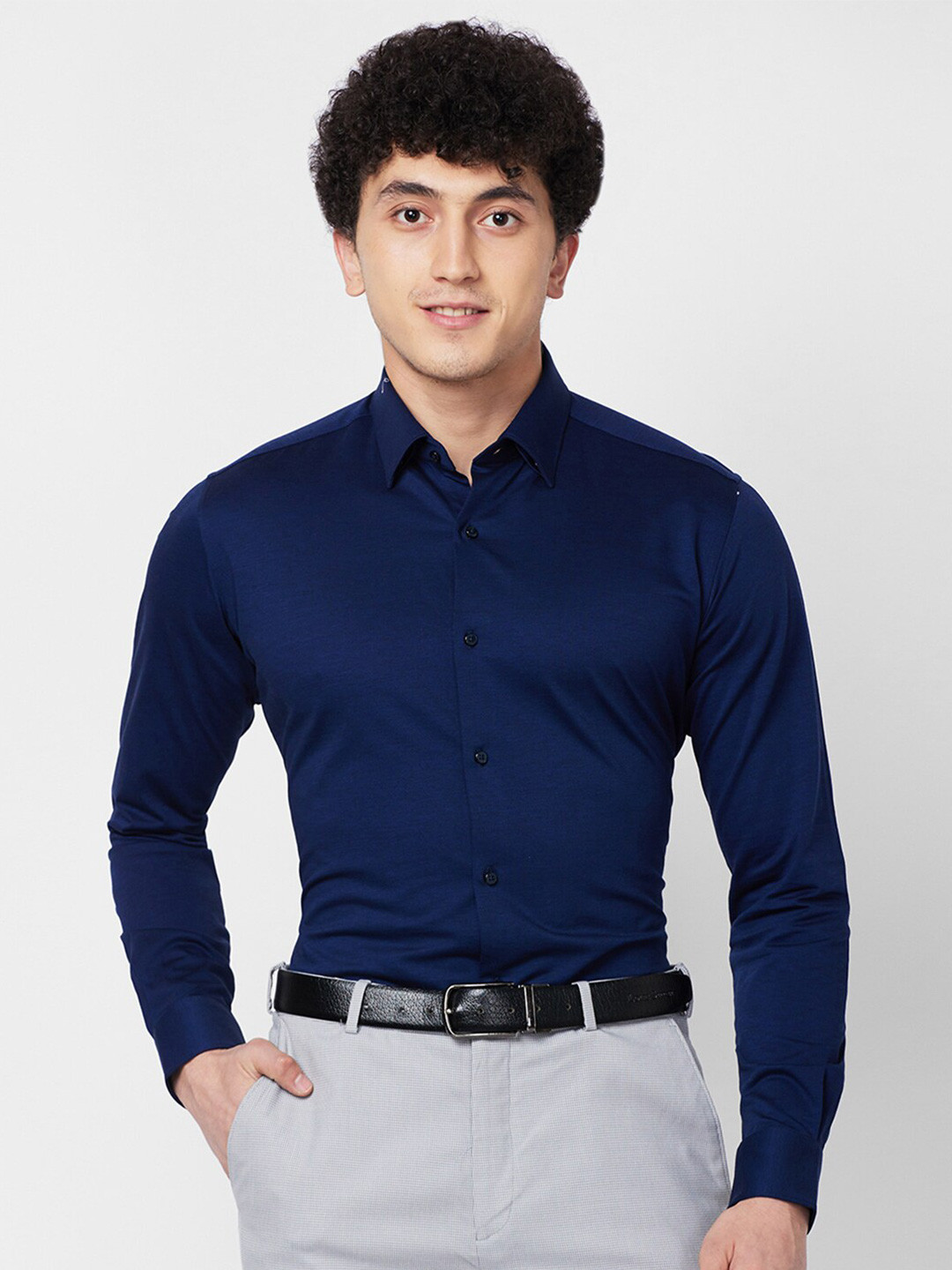 

Raymond Cutaway Collar Slim-Fit Cotton Formal Shirt, Blue