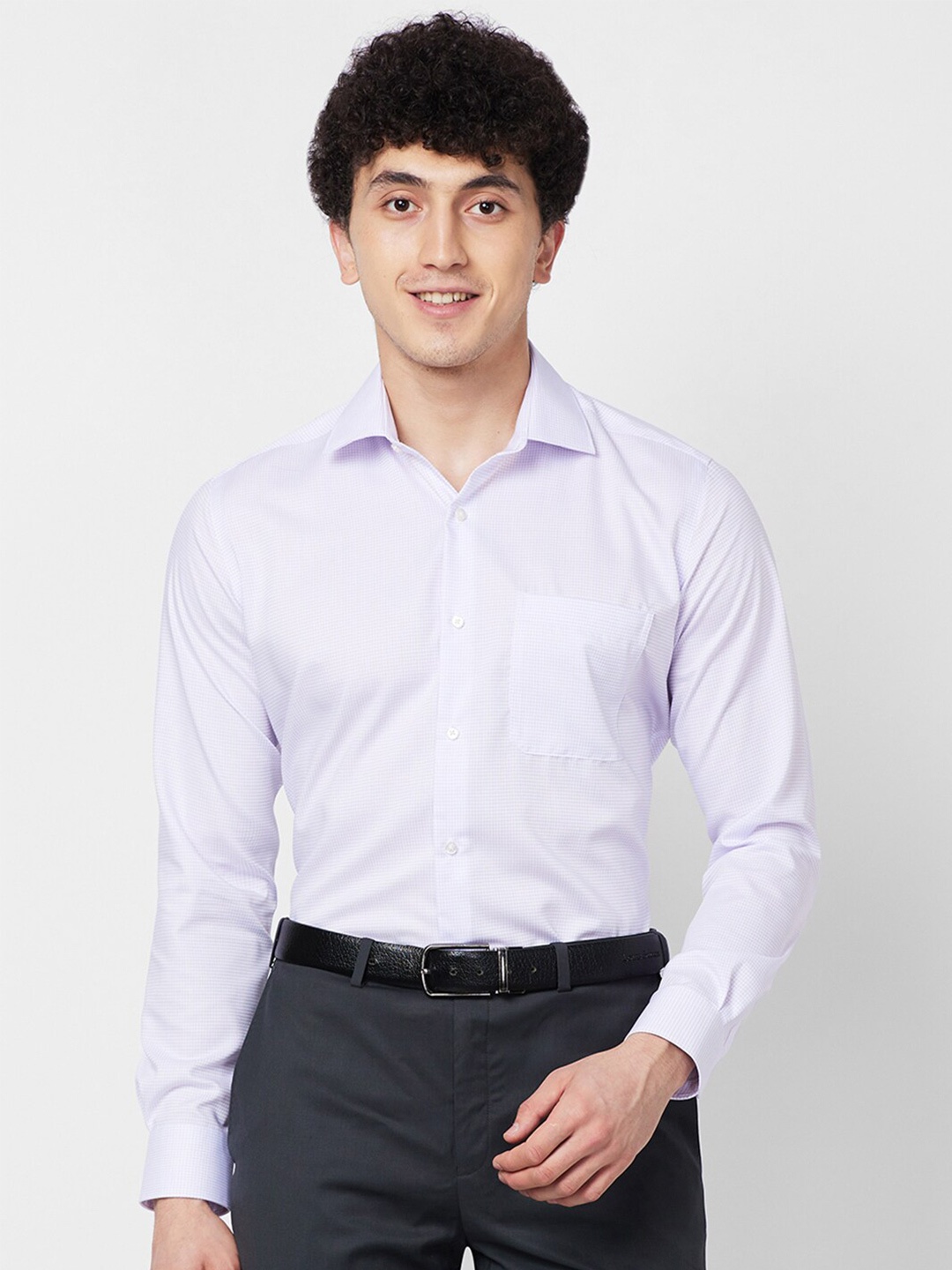 

Raymond Checked Contemporary-Fit Cotton Formal Shirt, Violet