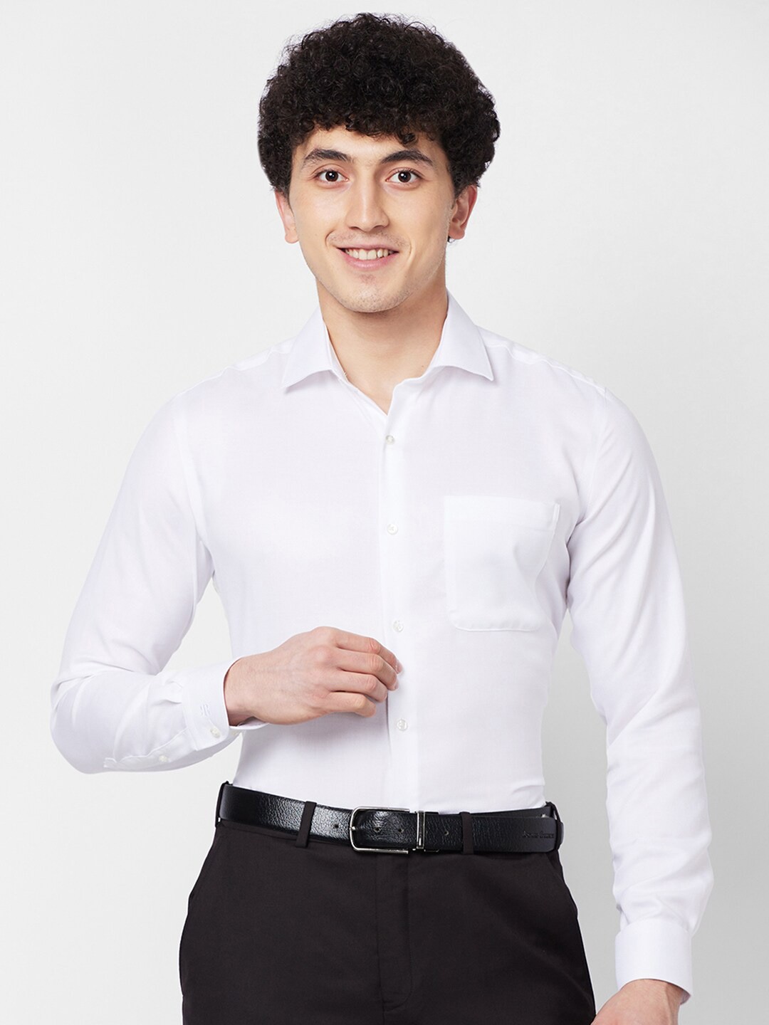 

Raymond Self-Design Contemporary-Fit Cotton Formal Shirt, White