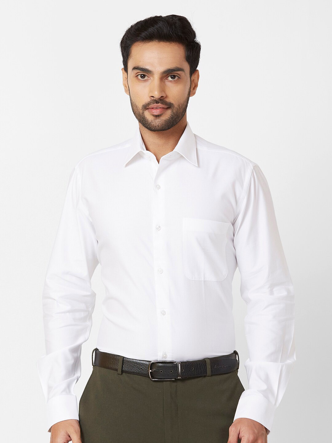 

Raymond Spread Collar Long Sleeves Regular Fit Cotton Formal Shirt, White