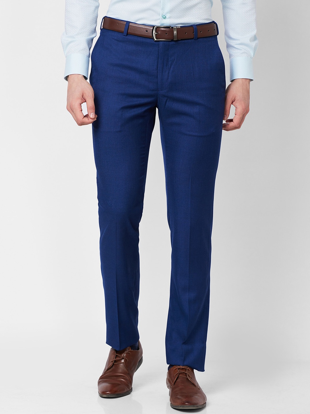 

Raymond Men Slim Fit Easy Wash Formal Trousers, Blue