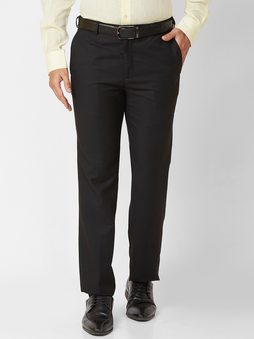 

Raymond Men Self-Design Contemporary-Fit Trousers, Black