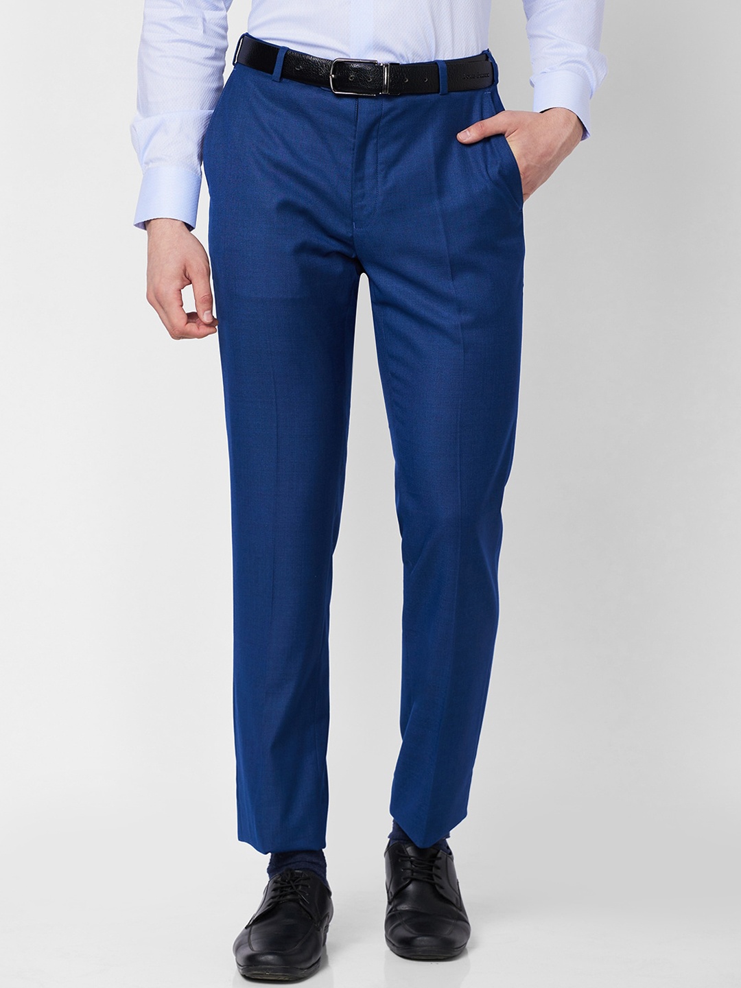 

Raymond Men Contemporary-Fit Trousers, Blue