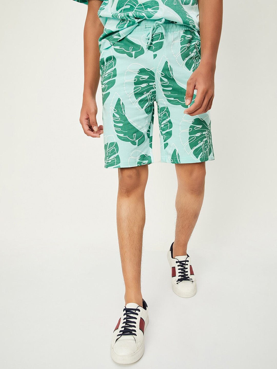 max Boys Tropical Printed Pure Cotton Shorts, Sea green