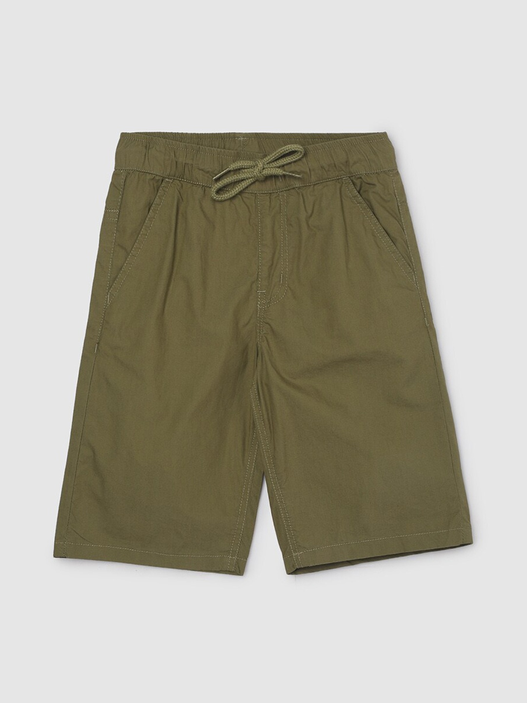 

max Boys Mid-Rise Pure Cotton Shorts, Olive