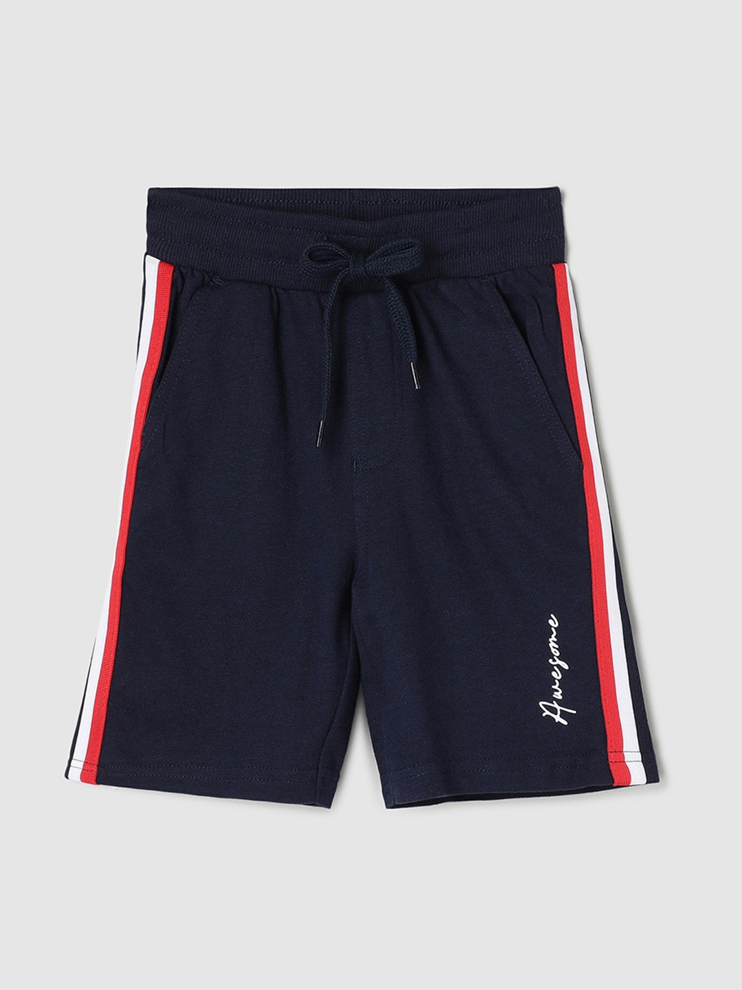 

max Boys Mid-Rise Pure Cotton Shorts, Navy blue