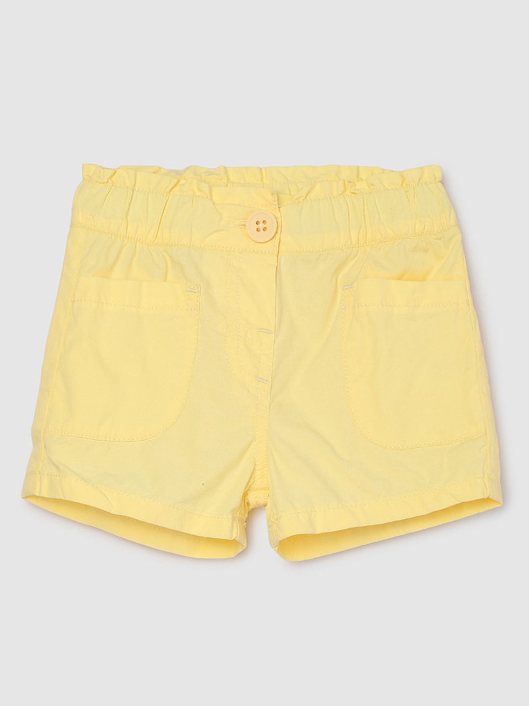 

max Girls Mid Rise Pure Cotton Shorts, Yellow
