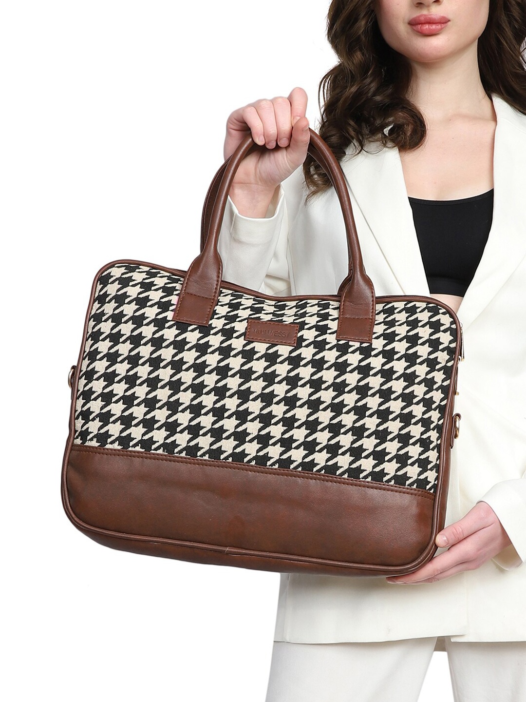 

MINI WESST Unisex Printed Laptop Bag Up to 16 inch, Brown