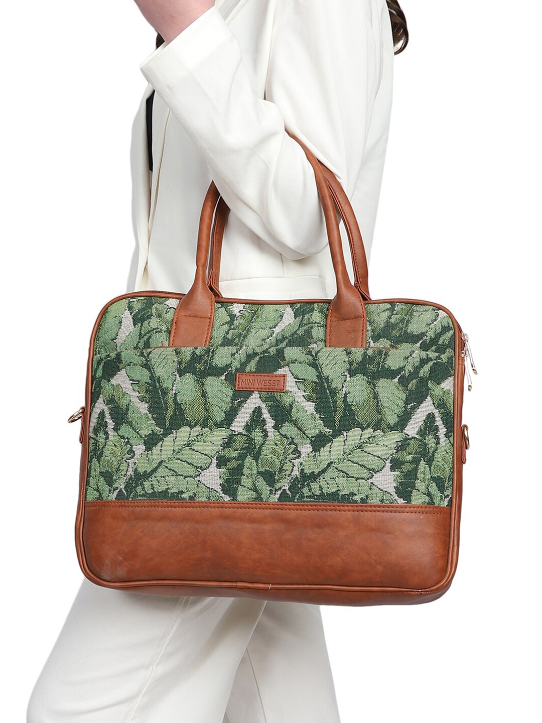 

MINI WESST Unisex Printed Laptop Bag Up to 16 inch, Green
