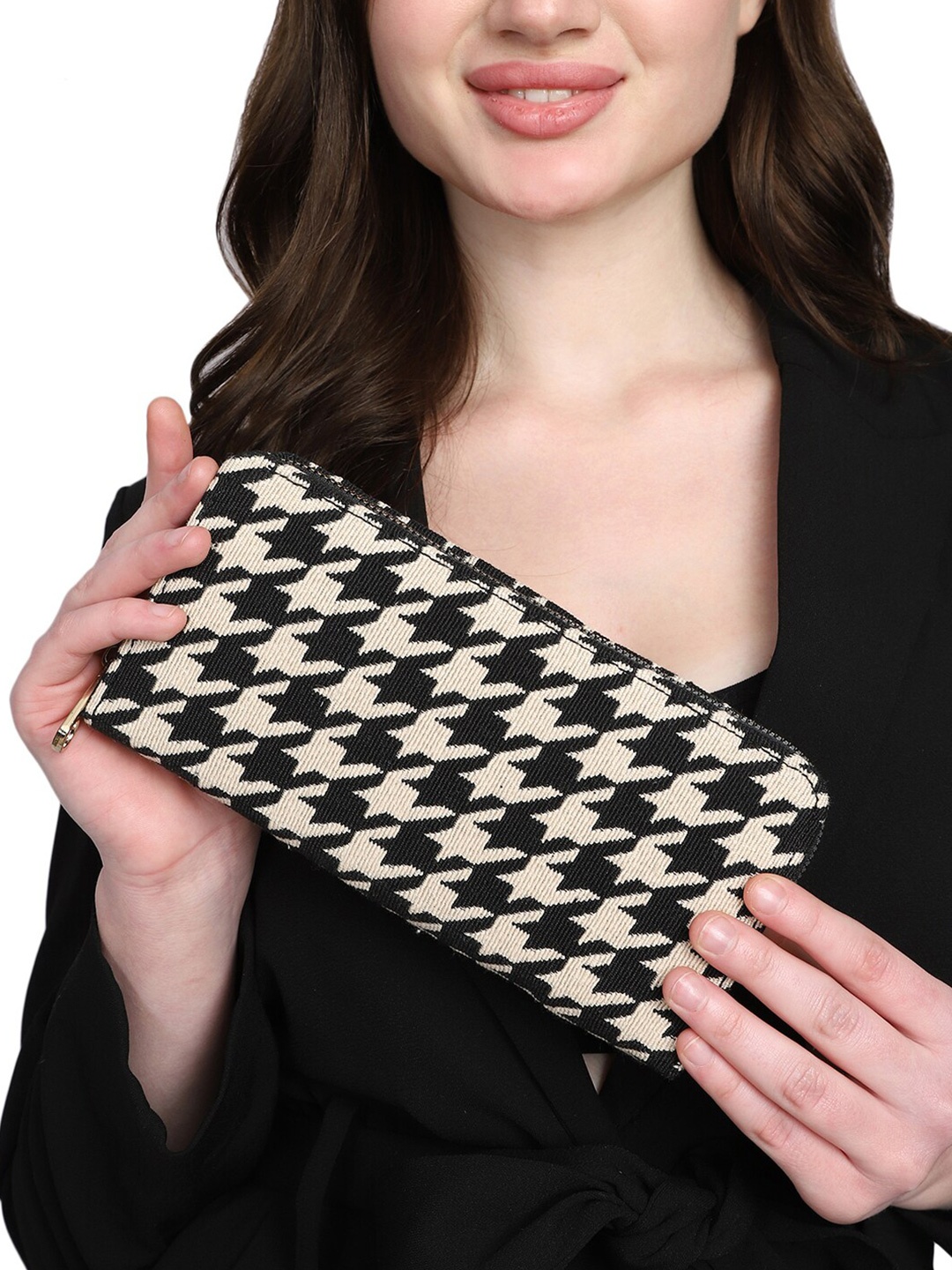 

MINI WESST Printed Foldover Clutch, White