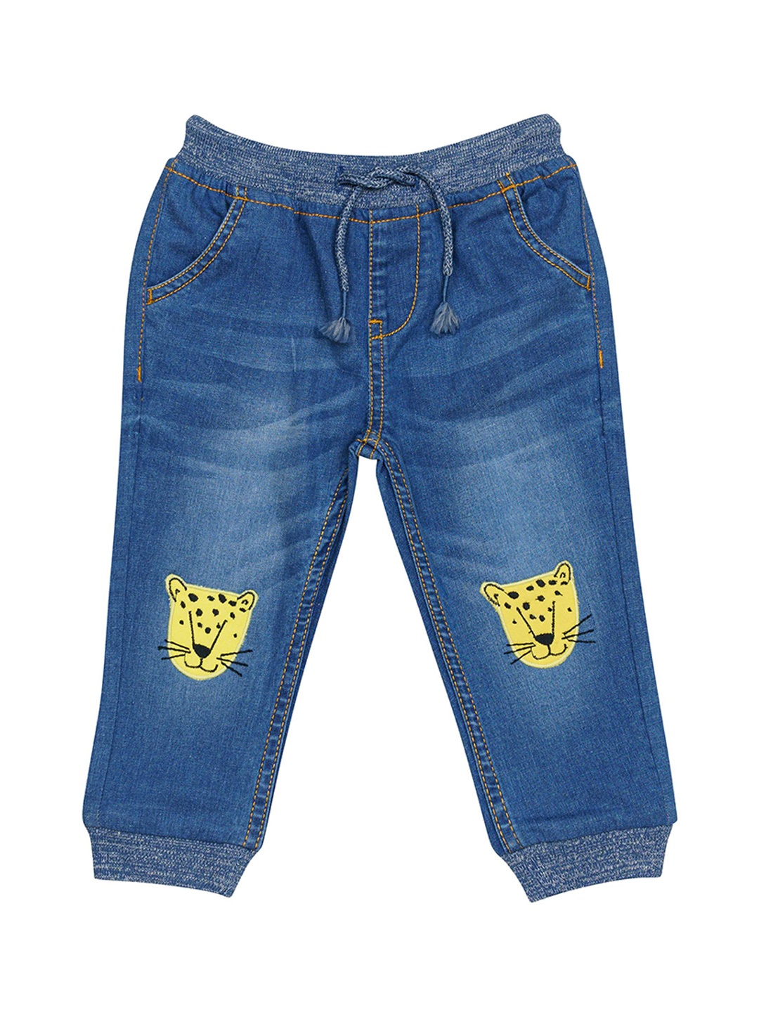 

H By Hamleys Boys Embroidered Light Fade Stretchable Jogger Jeans, Blue