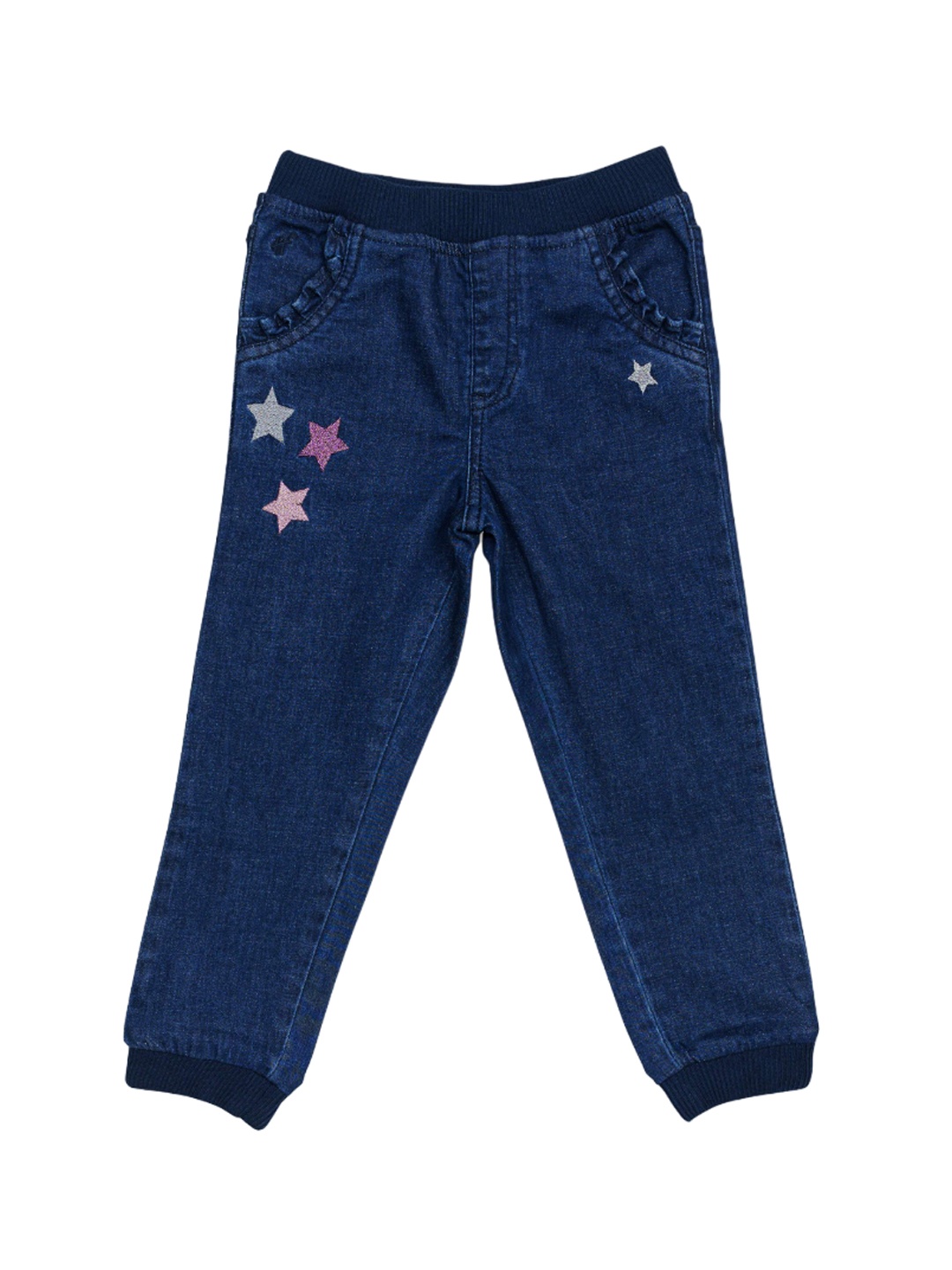 

H By Hamleys Girls Embroidered Clean Look Pure Cotton Jeans, Blue