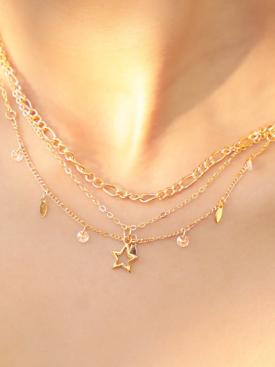 

Rubans Voguish Brass Gold-Plated Layered Necklace