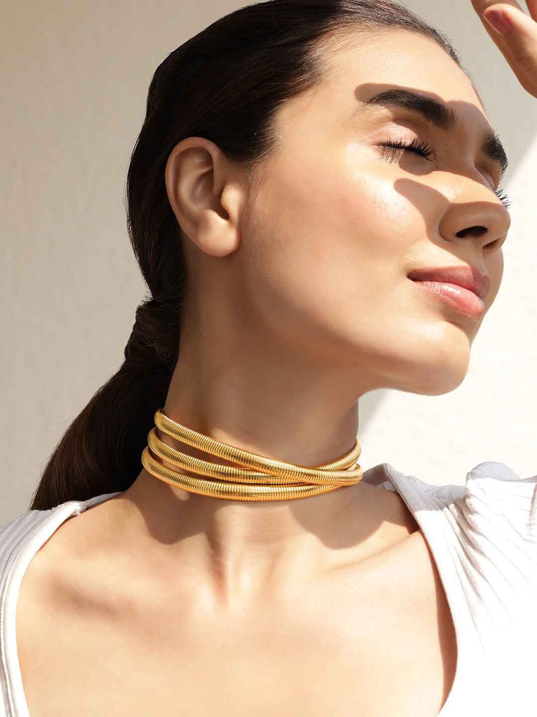 

Rubans Voguish 18kT Gold-Plated Stainless Steel Choker Necklace