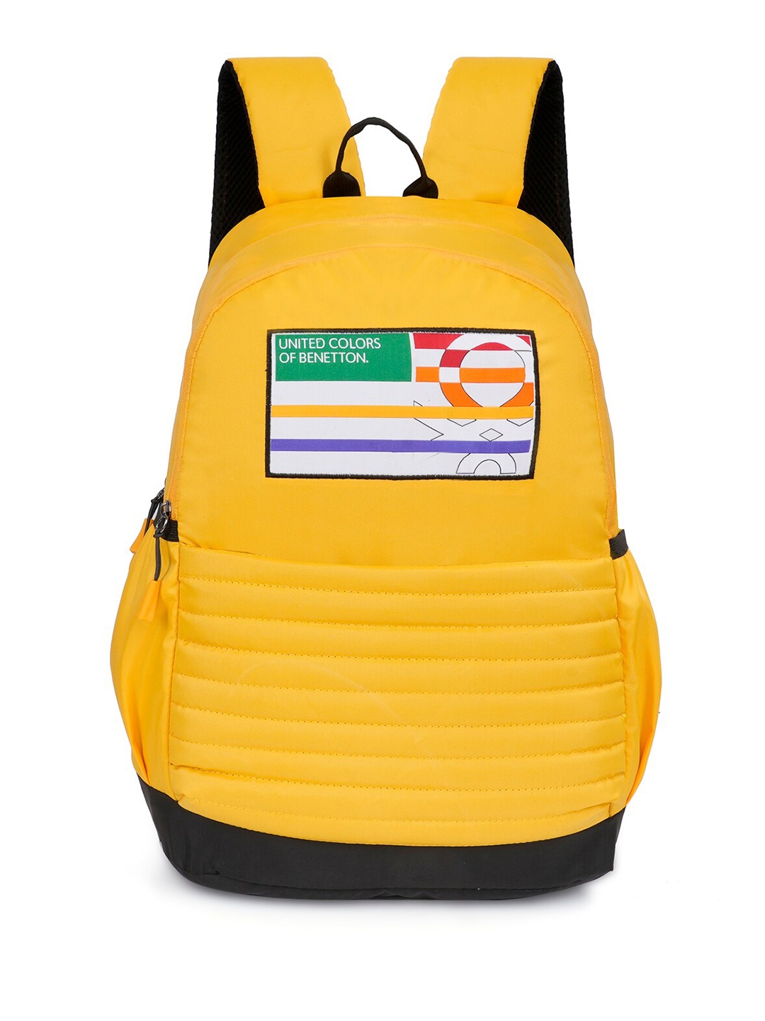 

United Colors of Benetton Unisex Zac Brand Logo Printed Ergonomic Backpack & Rain Cover, Yellow