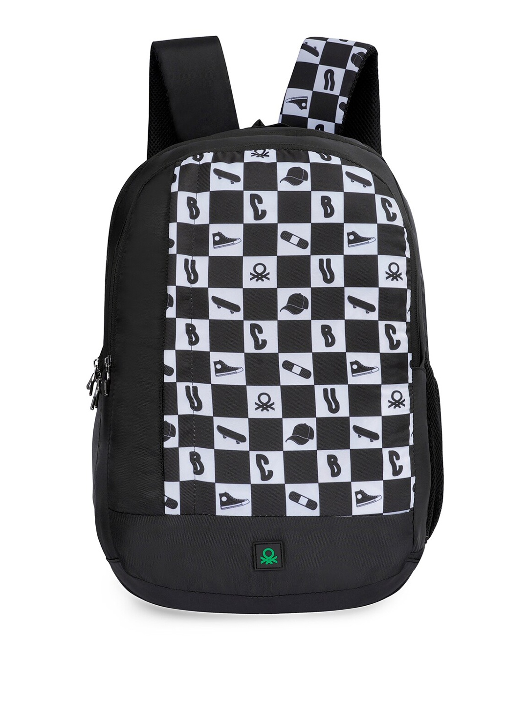 

United Colors of Benetton Unisex Typography Printed Backpack- 25L, Black
