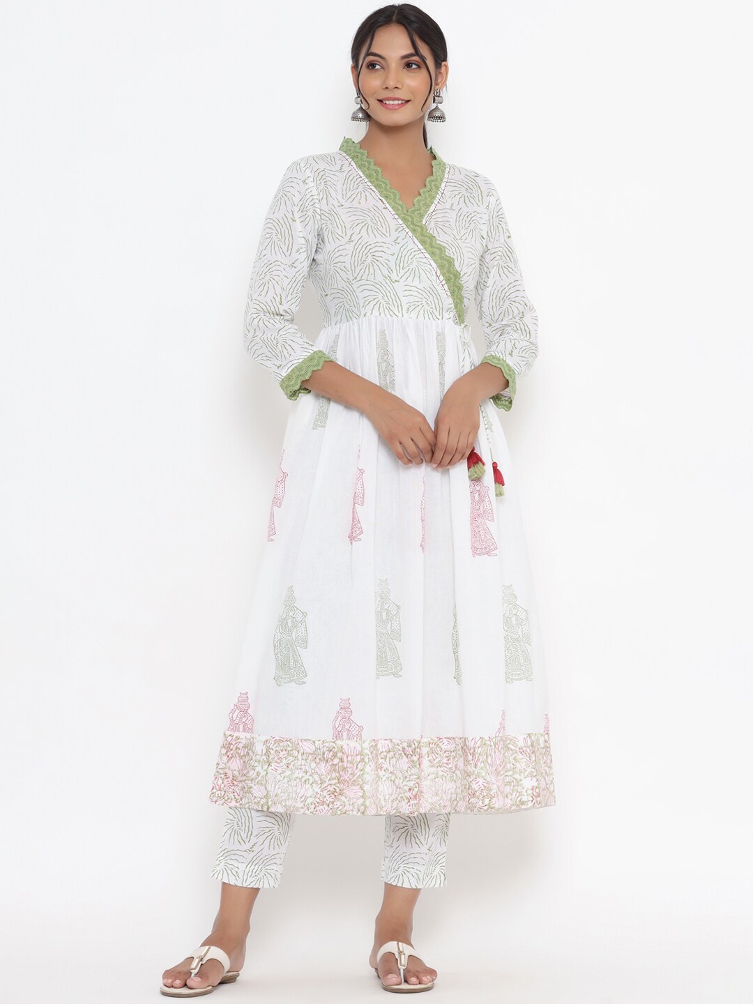 

mirari Women Printed Regular Pure Cotton Kurta with Trousers & With Dupatta, Green