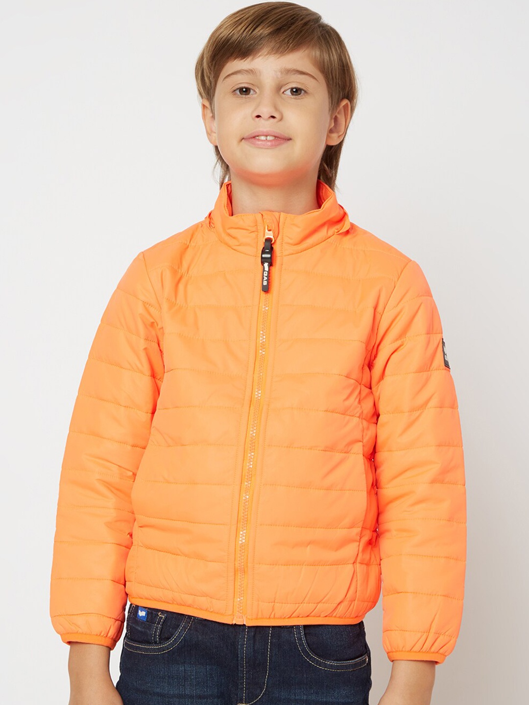 

GAS Boys Mock Collar Crop Puffer Jacket, Orange