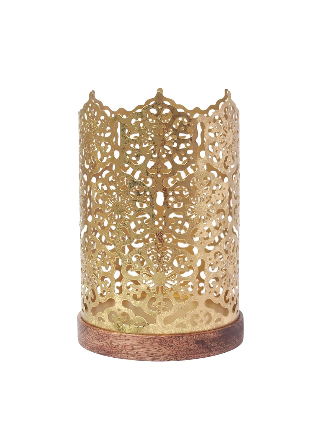 

HOSLEY Gold Toned & Brown Textured Tea -Light Candle Holder