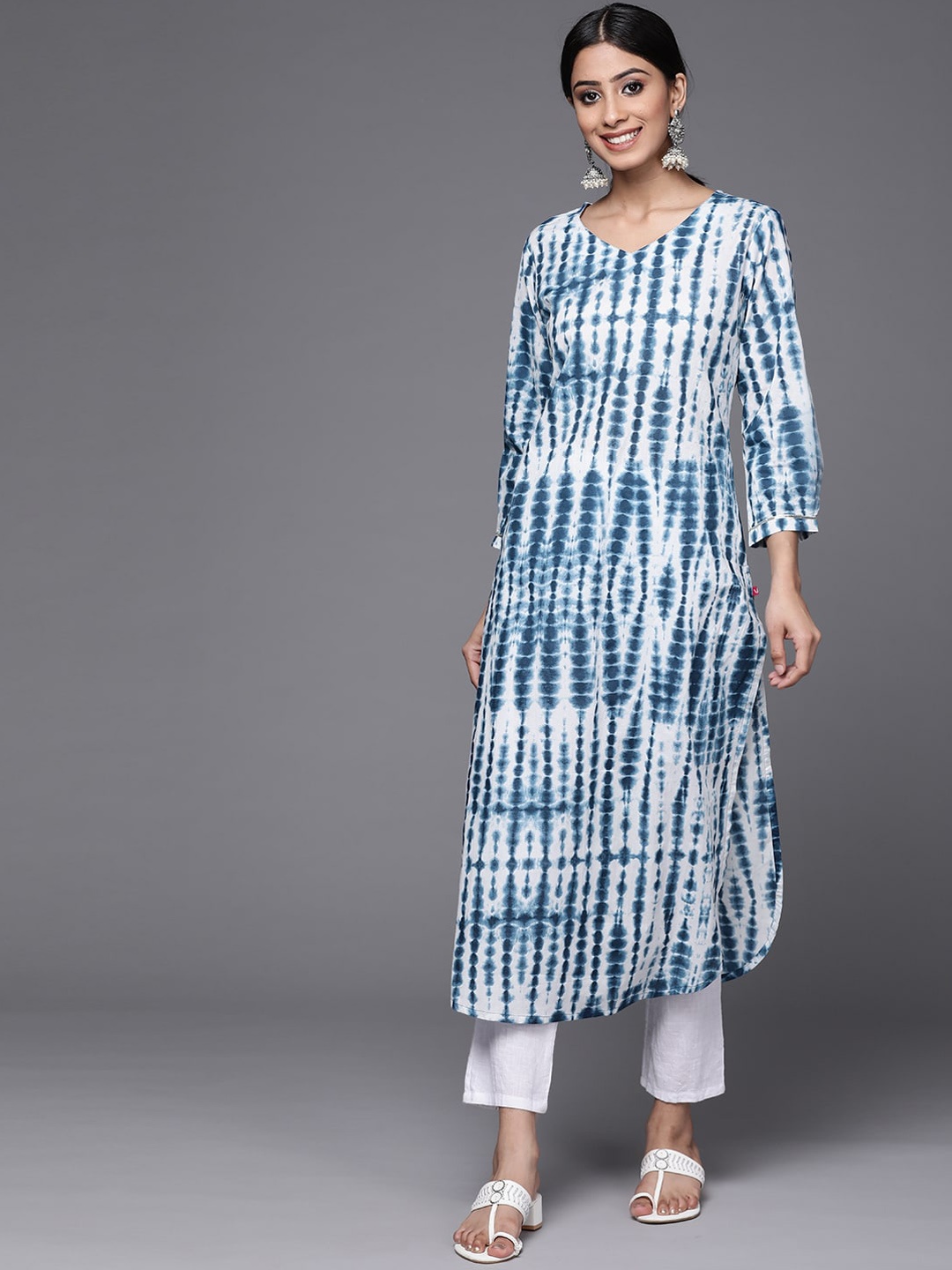 

KALINI Abstract Printed Kurta, White