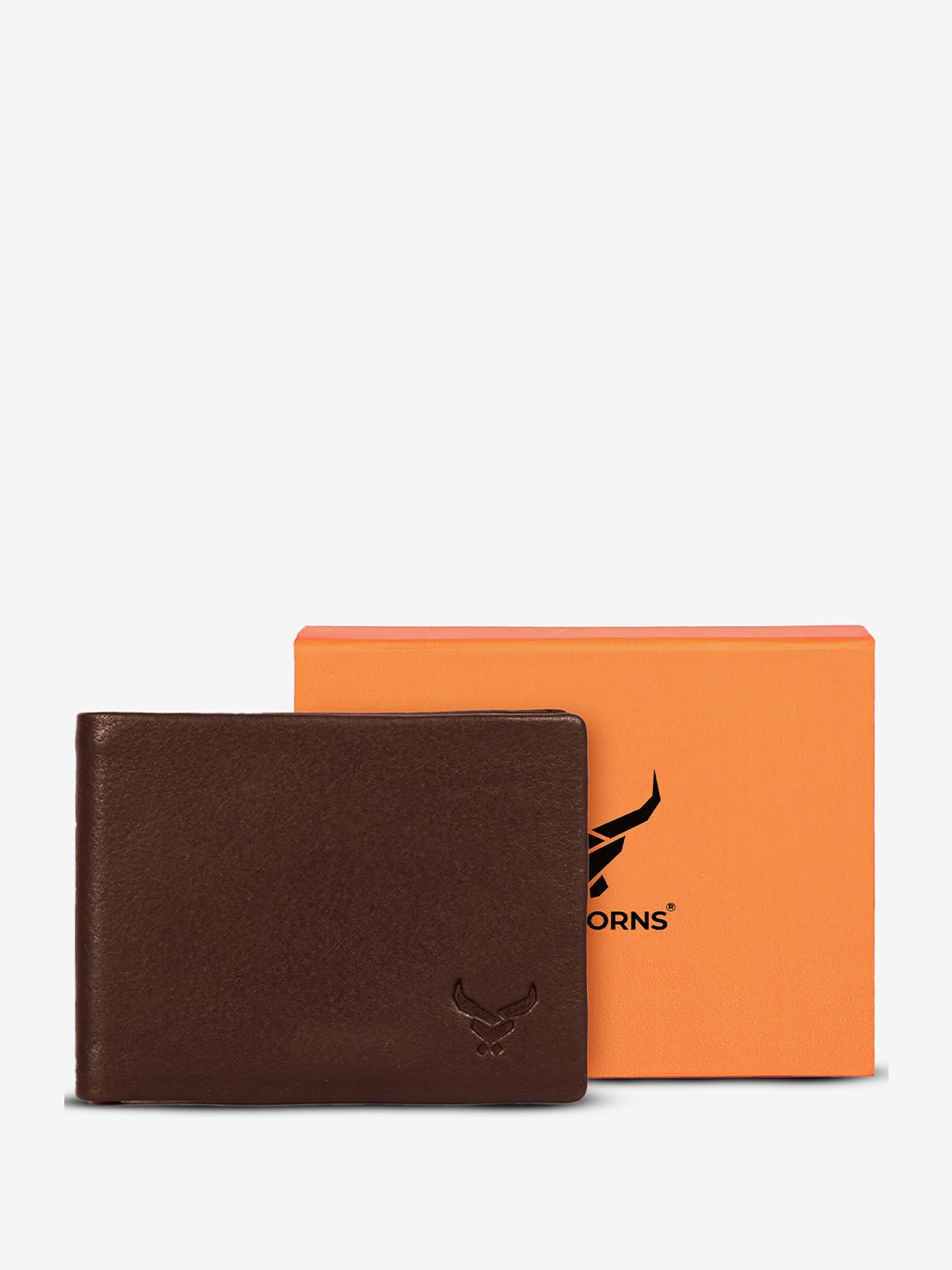 

REDHORNS Men Leather Two Fold Wallet, Brown