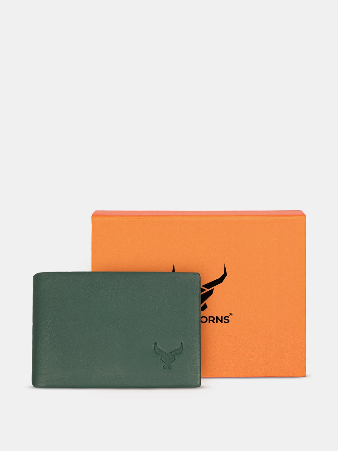 

REDHORNS Men Leather Two Fold Wallet, Olive