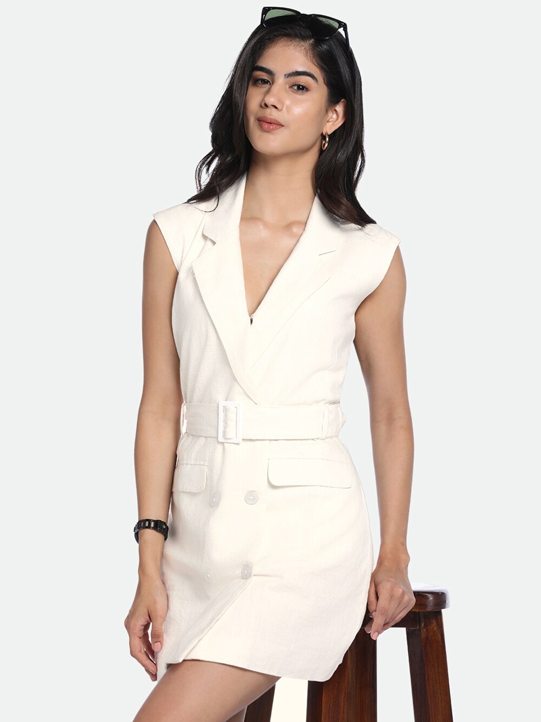 

DL Woman V-Neck Cotton Dress, Off white