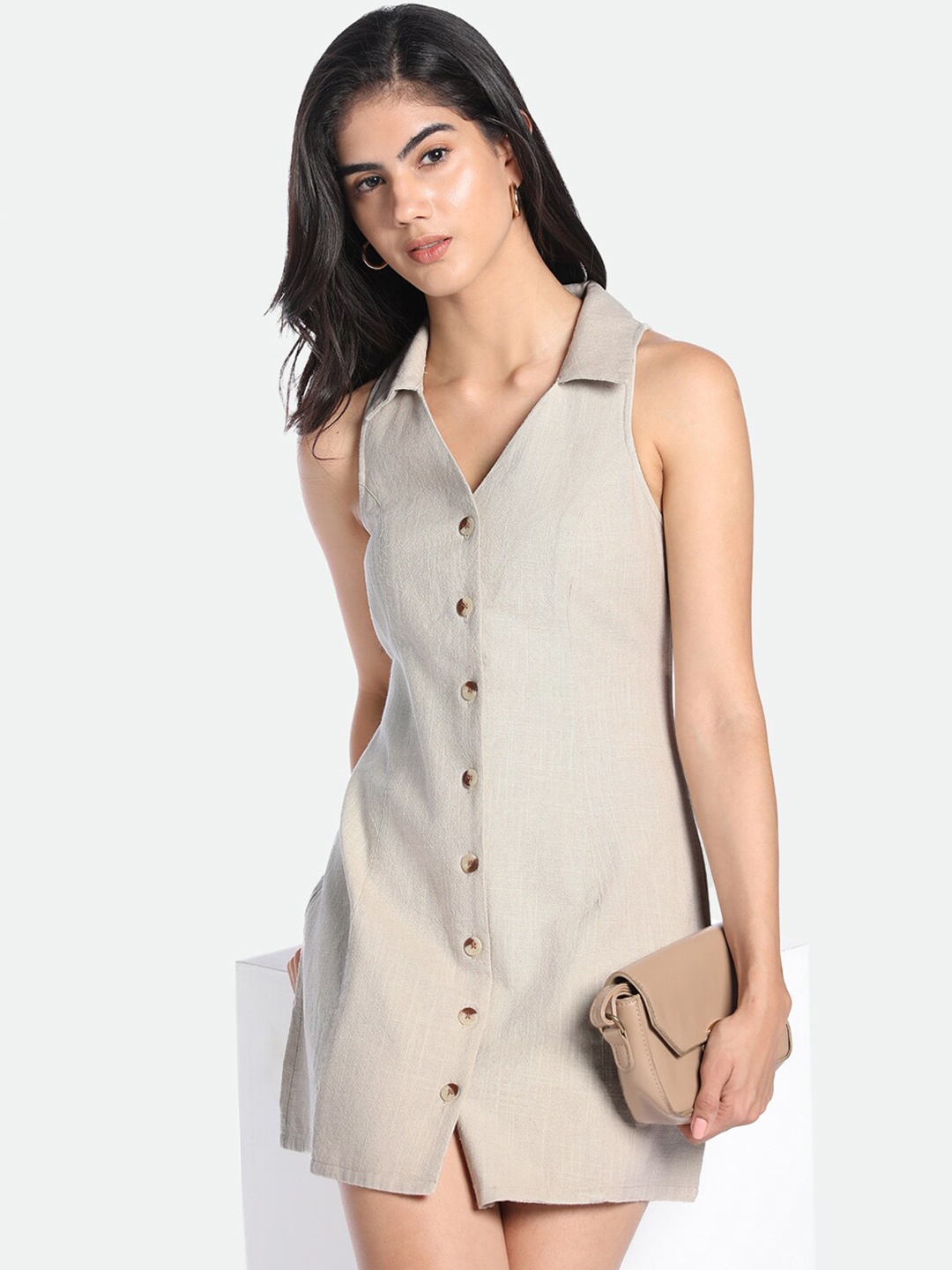 

DL Woman Shirt Mini Cotton Dress, Off white