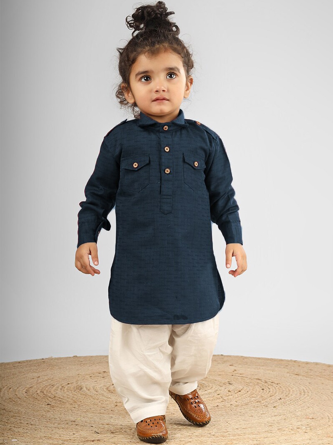 

Polka Tots Kids Regular Kurta with Pyjamas, Blue