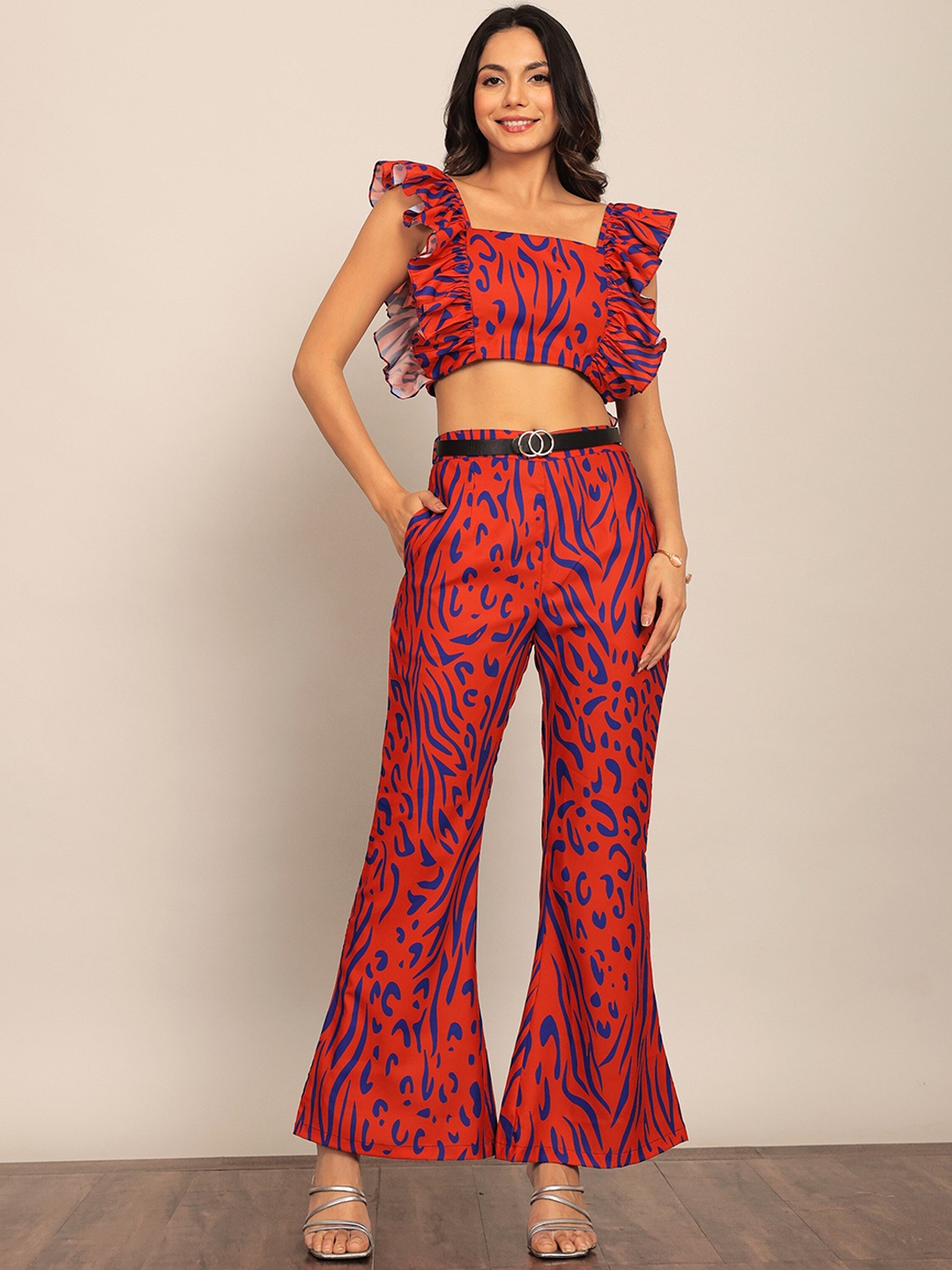 

KAORI BY SHREYA AGARWAL Printed Crop Top With Trouser, Orange