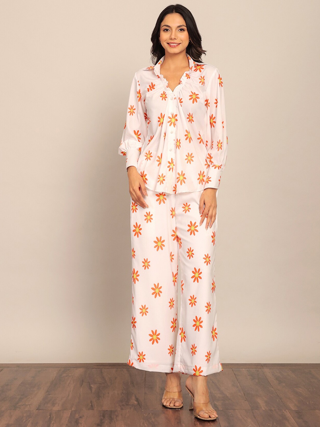 

KAORI BY SHREYA AGARWAL Printed Shirt With Trousers, White