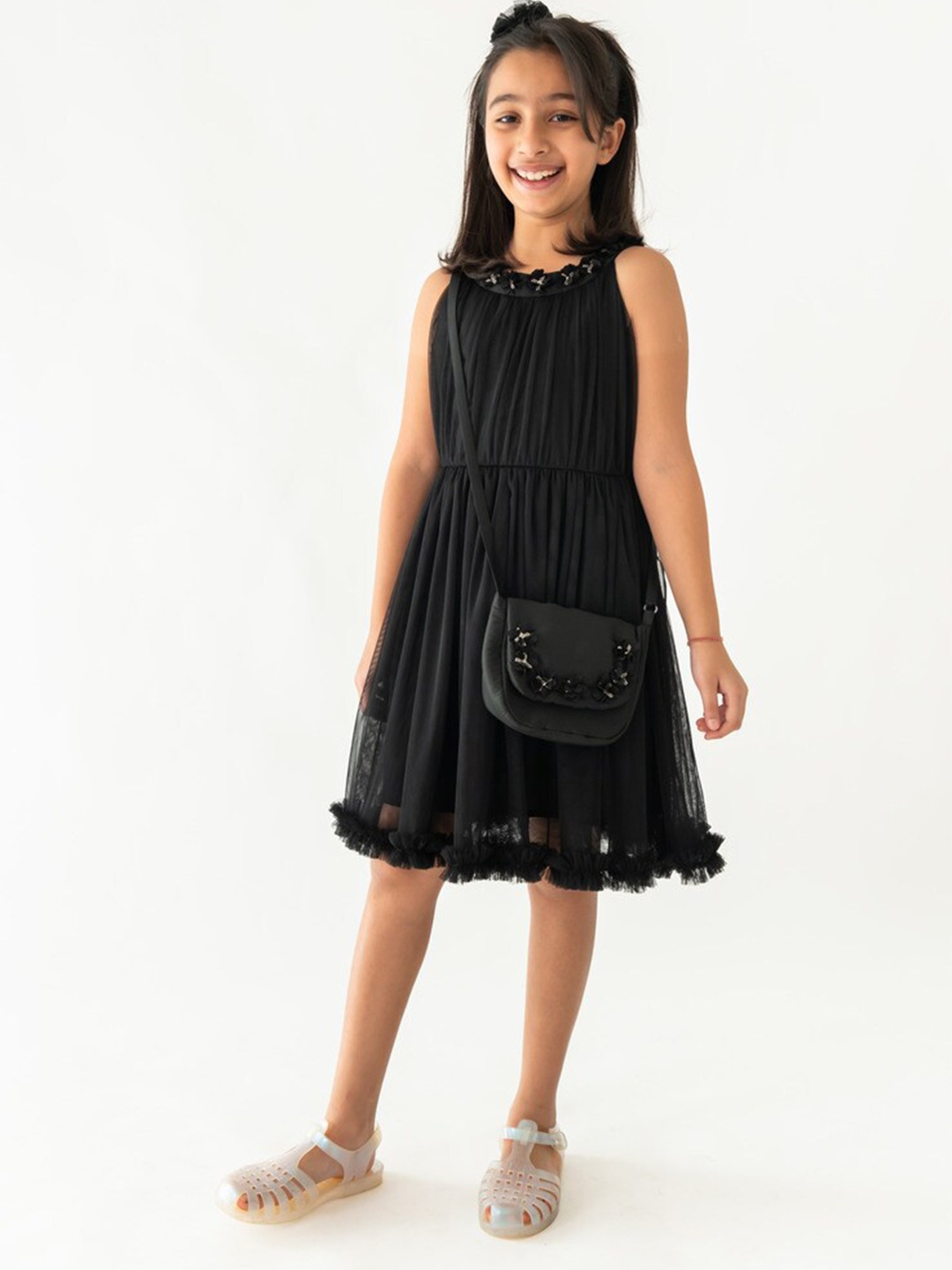 

A Little Fable Round Neck Sleeveless Fable Fit & Flare Dress, Black