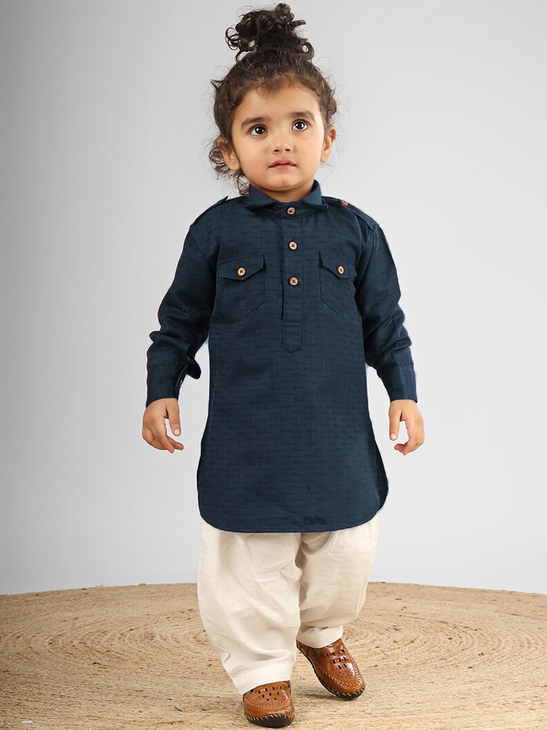 

Polka Tots Kids Regular Kurta with Salwar, Blue