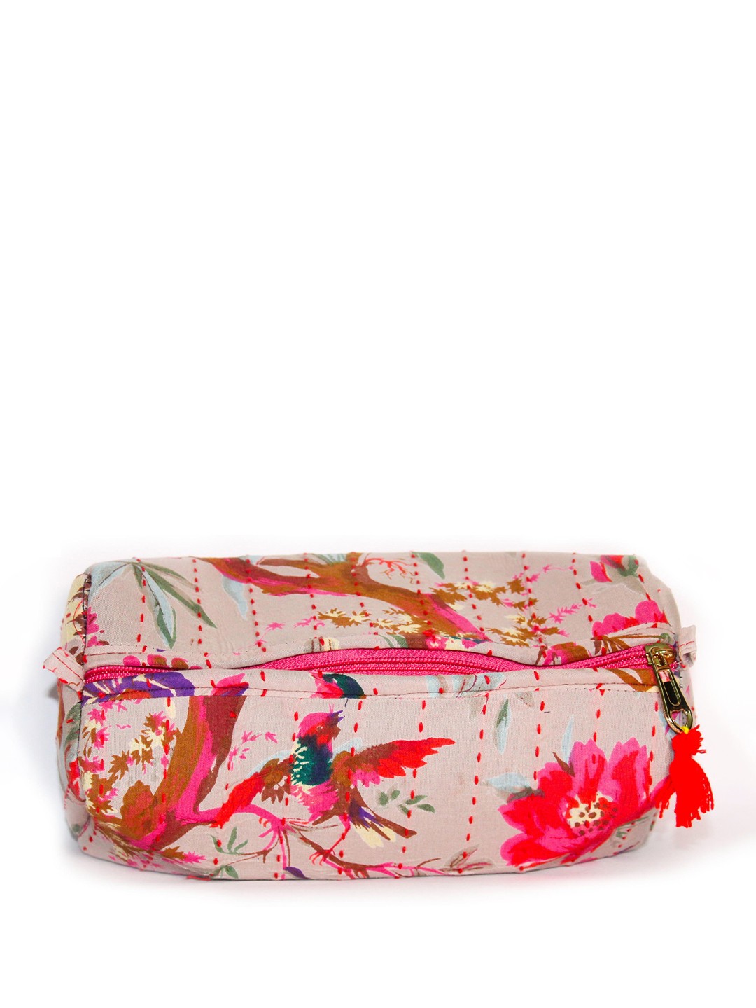 

The Mini NEEDLE Floral Printed With Embroidered Cosmetic Pouch, Grey