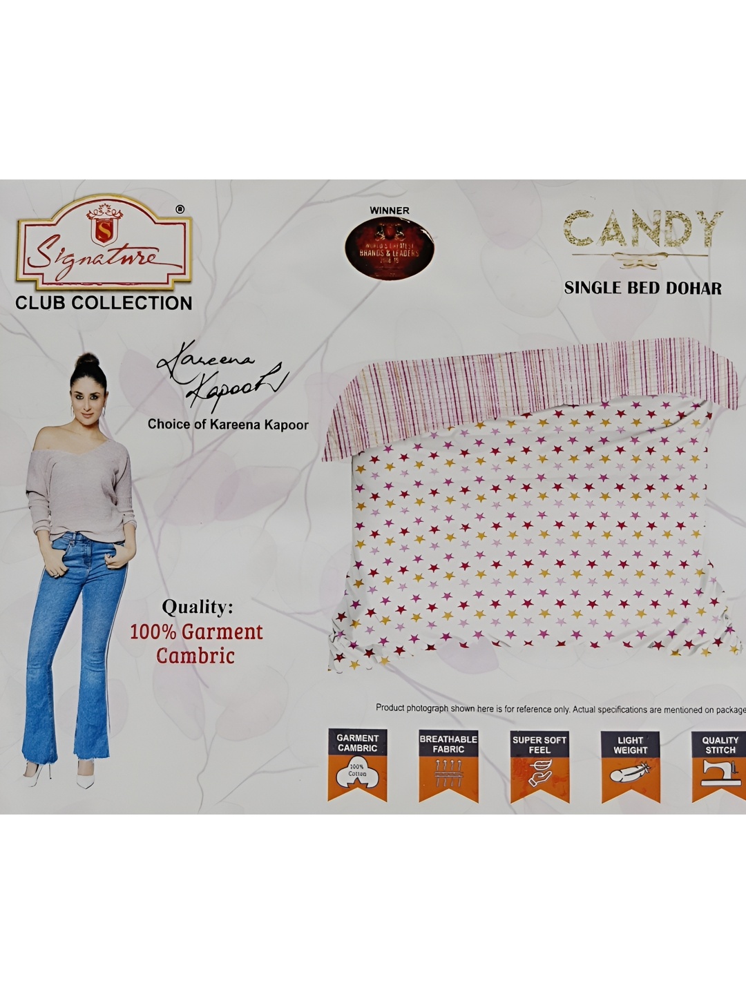 

Signature White & Pink 2 Pieces Geometric Cotton AC Room Single Bed Dohars