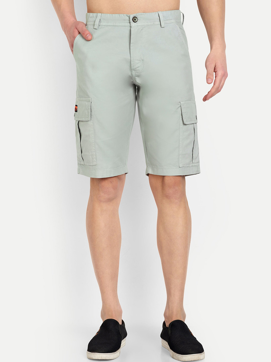 

CARBONN CLOTH Men Mid-Rise Cotton Cargo Shorts, Turquoise blue