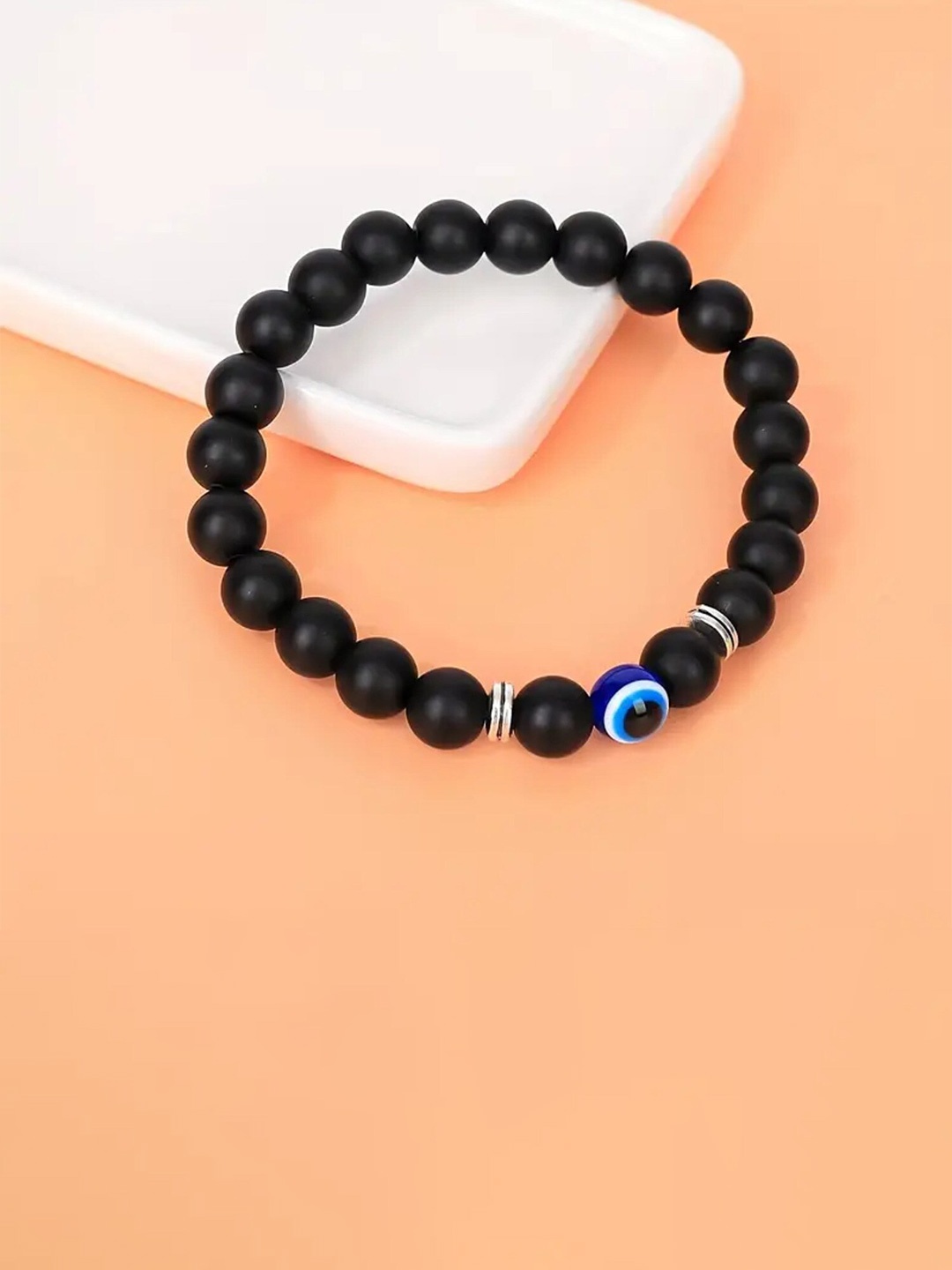 

AkashKrishna Unisex Beaded Elasticated Bracelet, Black