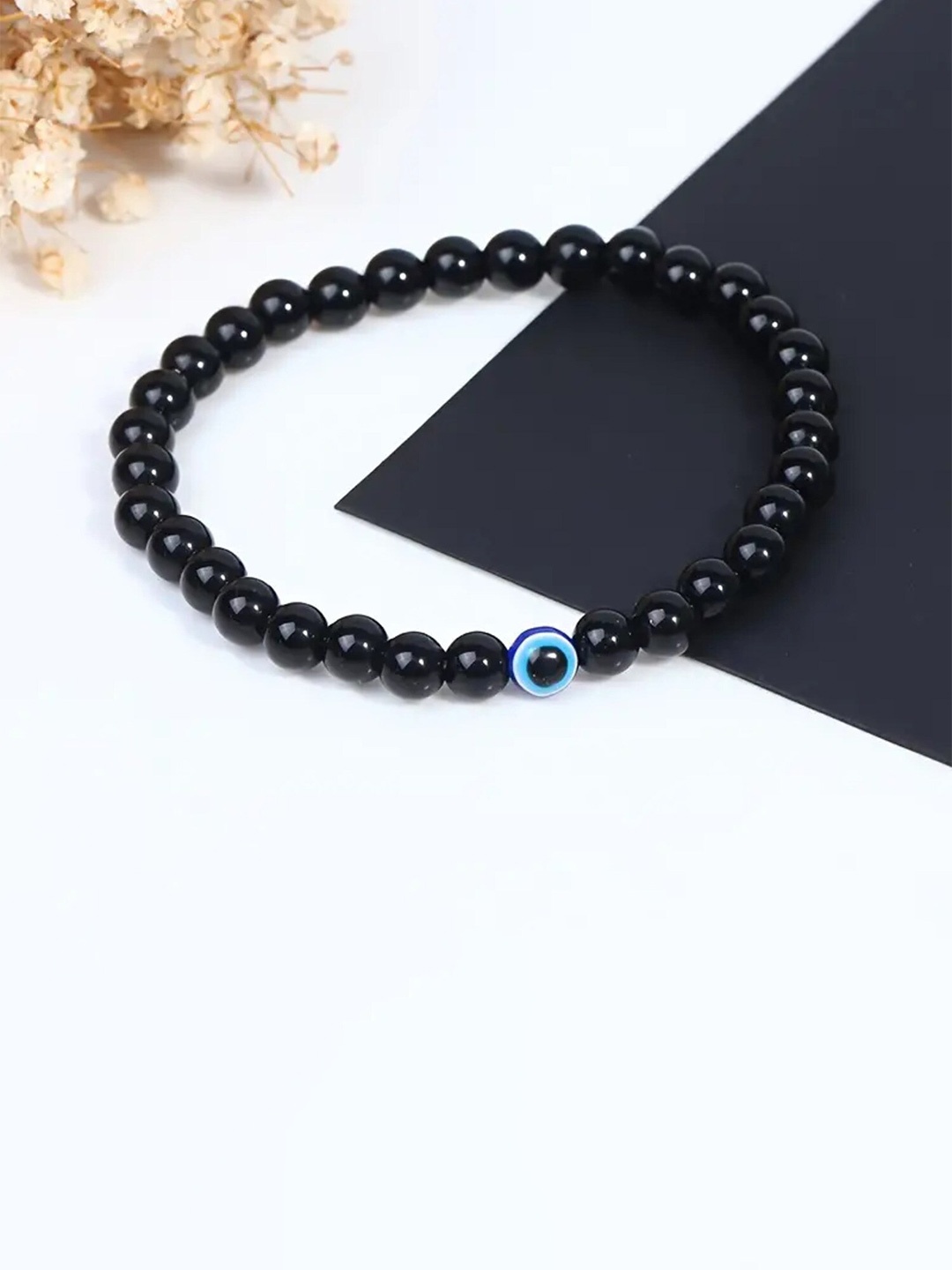 

AkashKrishna Unisex Beaded Elasticated Bracelet, Black