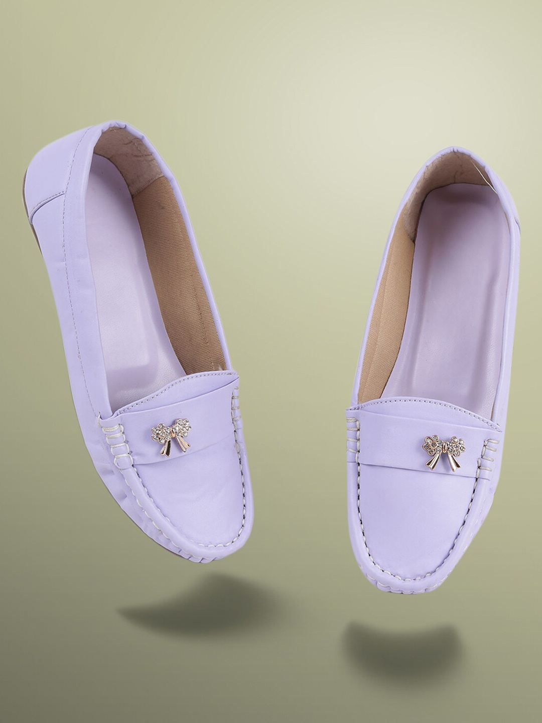 

PERY PAO Girls Embellished Round Toe Loafers, Lavender
