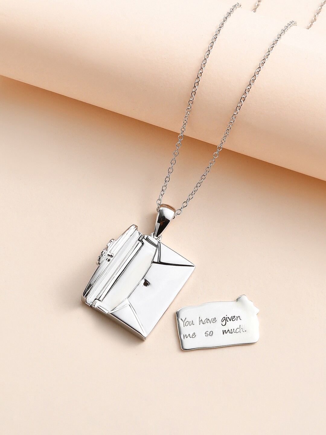 

Ornate Jewels 925 Sterling Silver Rhodium-Plated Envelope Engrave Pendant With Chain