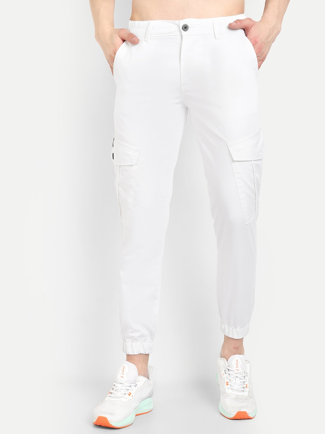 

CARBONN CLOTH Men Regular Fit Cotton Joggers Trousers, White