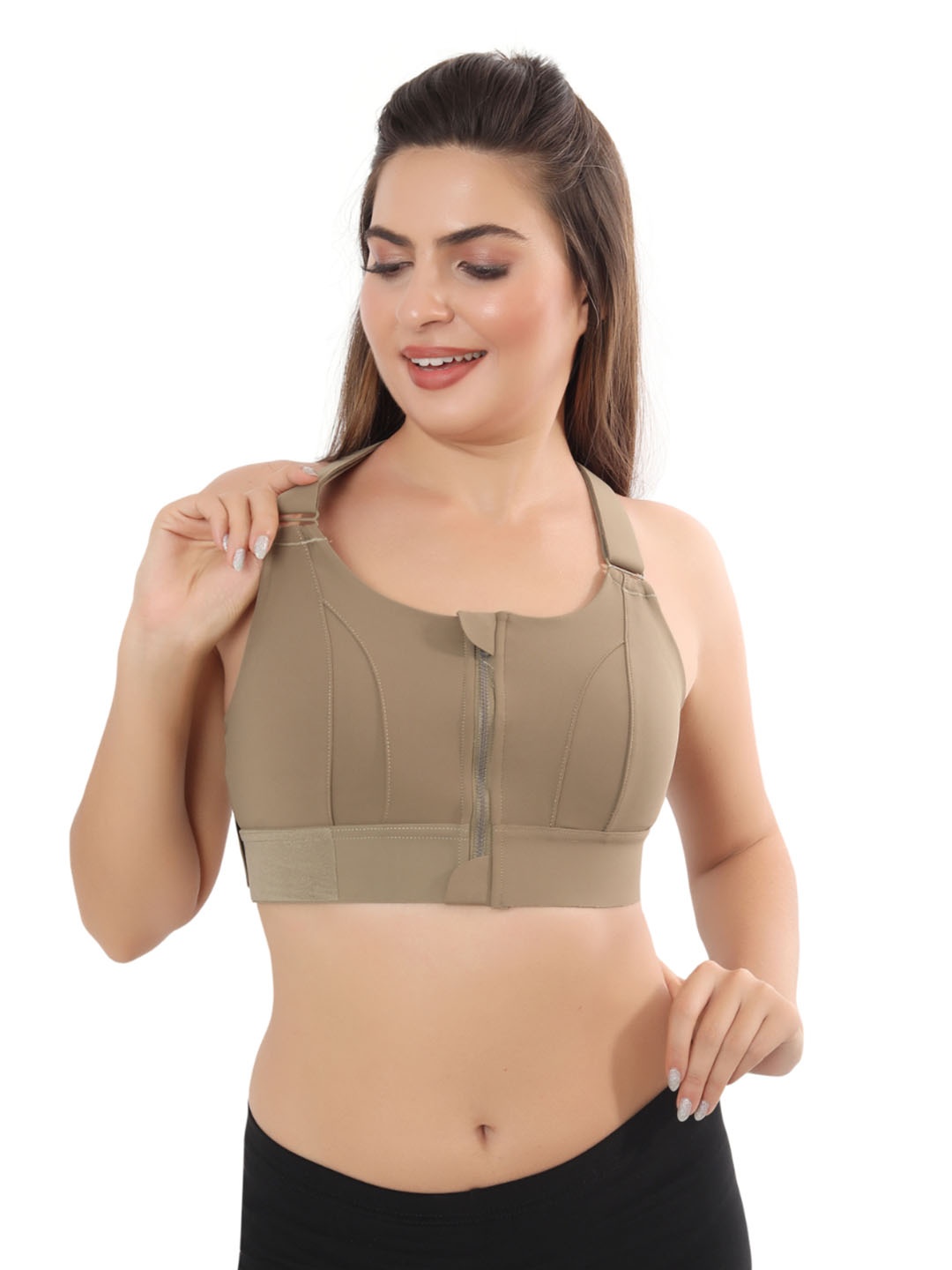 

FABLUK Full Coverage Lightly Padded Workout Bra with Moisture Wicking, Green